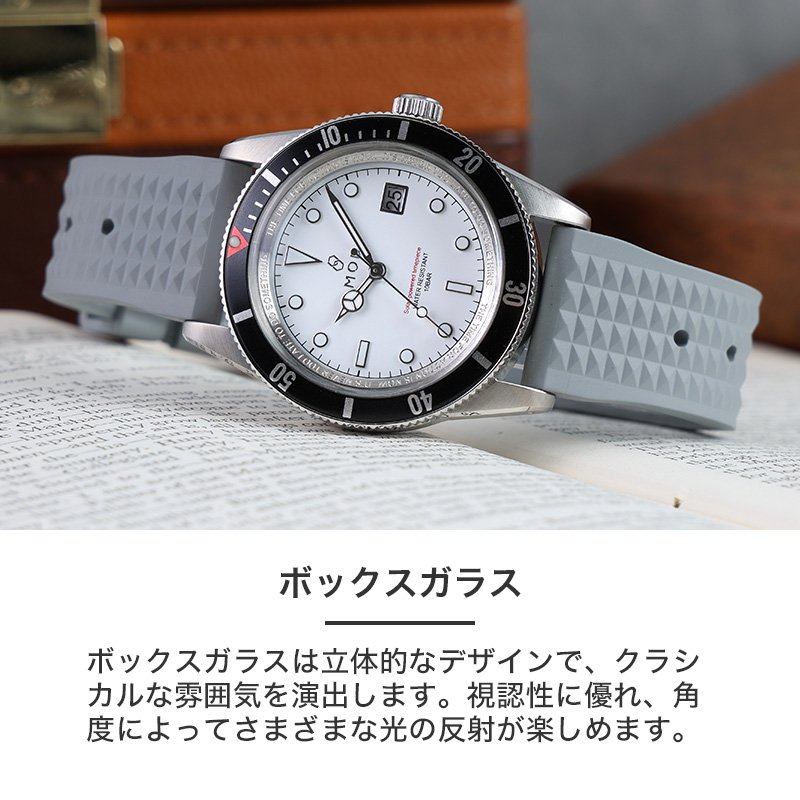 MOD LEGACY レガシー ヴィンテージFKMラバー ソーラー 腕時計 メンズウォッチ ヴィンテージダイバーズデザイン ステンレス FKMラバー 38mm