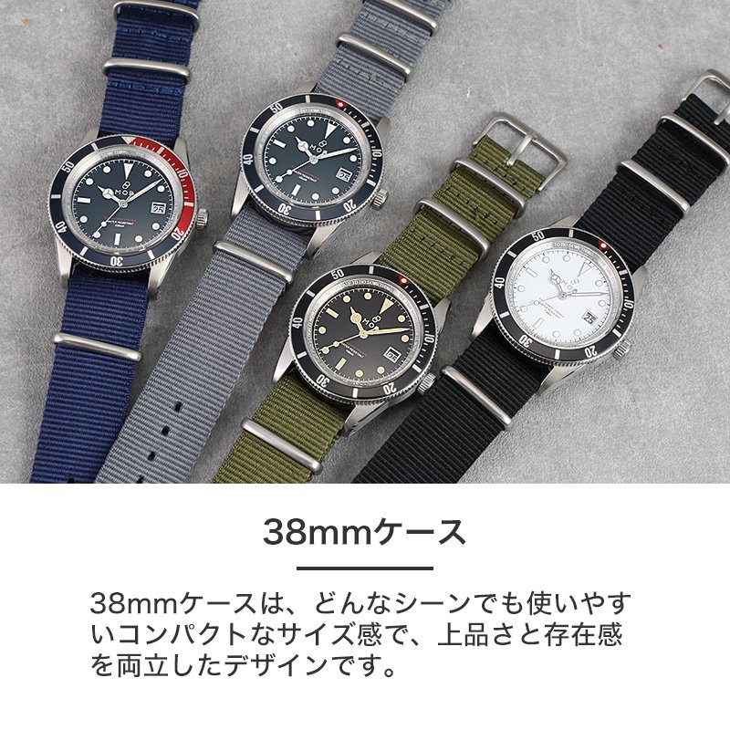 MOD LEGACY レガシー ナイロンNATO ソーラー 腕時計 メンズウォッチ ヴィンテージダイバーズデザイン ステンレス ナイロン 38mm