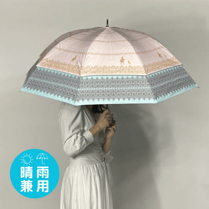 NHK【ほっと関西サタデーで紹介♪】トランスフォーム傘　レース柄　裾が広がる傘　風の抜ける傘　晴雨兼用　本体裏黒　コーティング