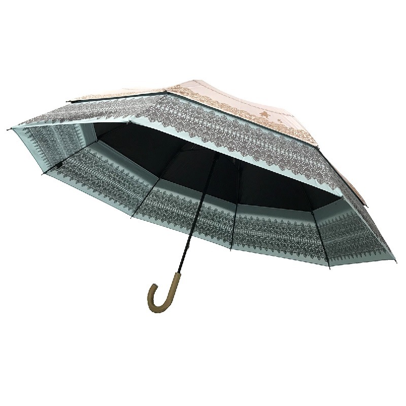 NHK【ほっと関西サタデーで紹介♪】トランスフォーム傘　レース柄　裾が広がる傘　風の抜ける傘　晴雨兼用　本体裏黒　コーティング