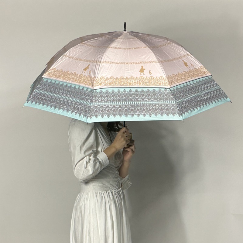 NHK【ほっと関西サタデーで紹介♪】トランスフォーム傘　レース柄　裾が広がる傘　風の抜ける傘　晴雨兼用　本体裏黒　コーティング