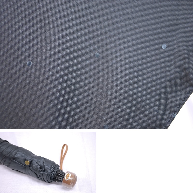 紳士用折りたたみ傘　ドット裏サテンジャガード　手開き　雨晴兼用傘