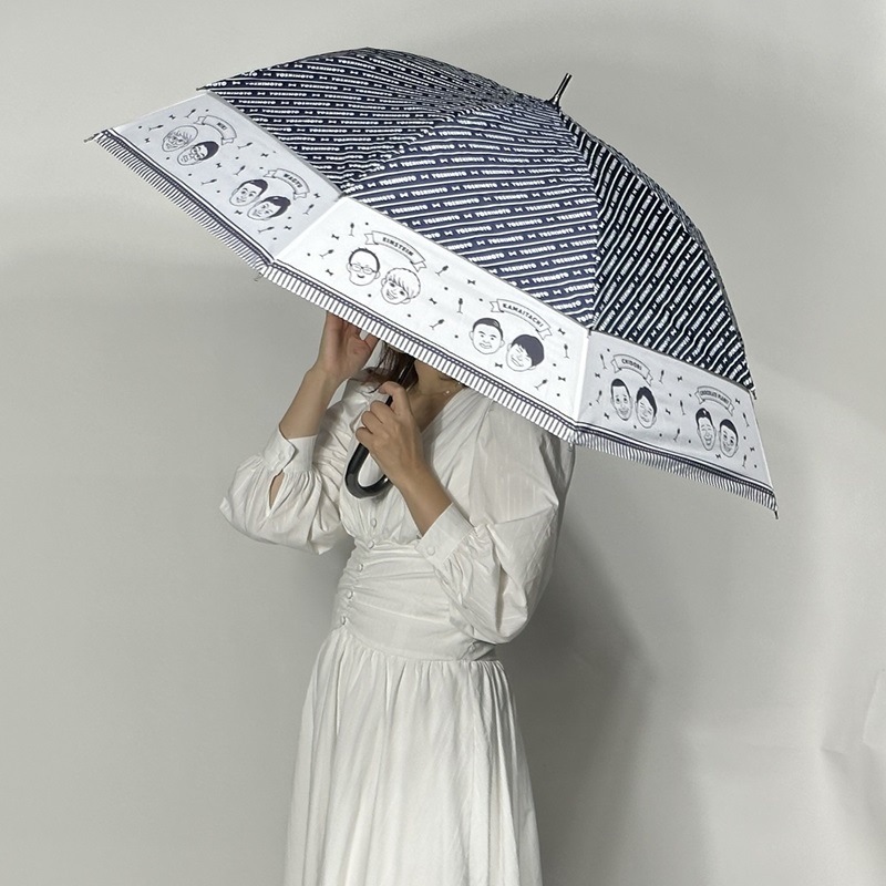 NHK【ほっと関西サタデーで紹介♪】トランスフォーム傘　吉本芸人プリント　裾が広がる傘　晴雨兼用　本体裏黒　コーティング