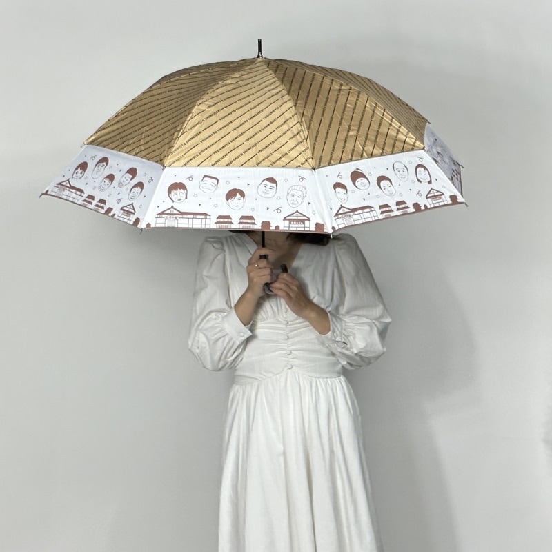 NHK【ほっと関西サタデーで紹介♪】トランスフォーム傘　吉本新喜劇プリント　裾が広がる傘　晴雨兼用　本体裏黒　コーティング