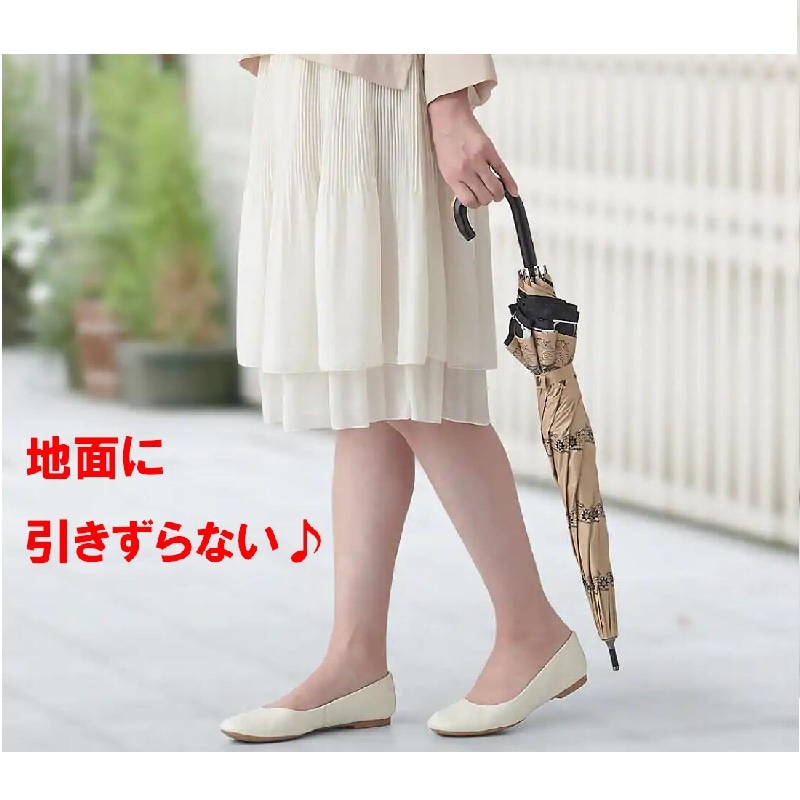 トランスフォーム傘 ダンガリー無地×リバーレースプリント 裾が広がる傘 風の抜ける傘 晴雨兼用 本体裏黒 コーティング