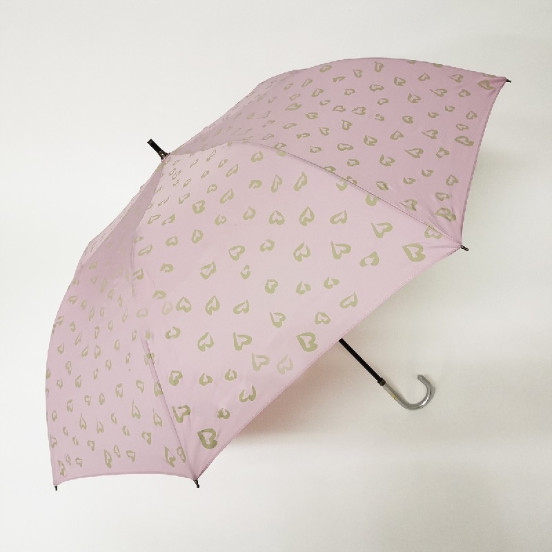 ショートワイド傘 ハートヒョウ柄 雨晴兼用傘