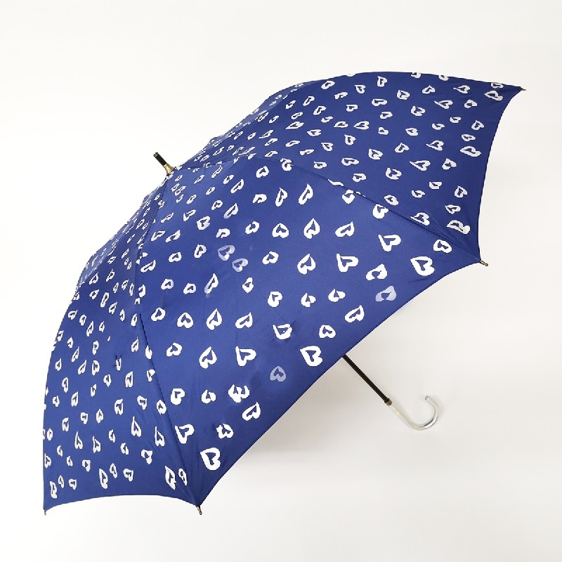 ショートワイド傘 ハートヒョウ柄 雨晴兼用傘