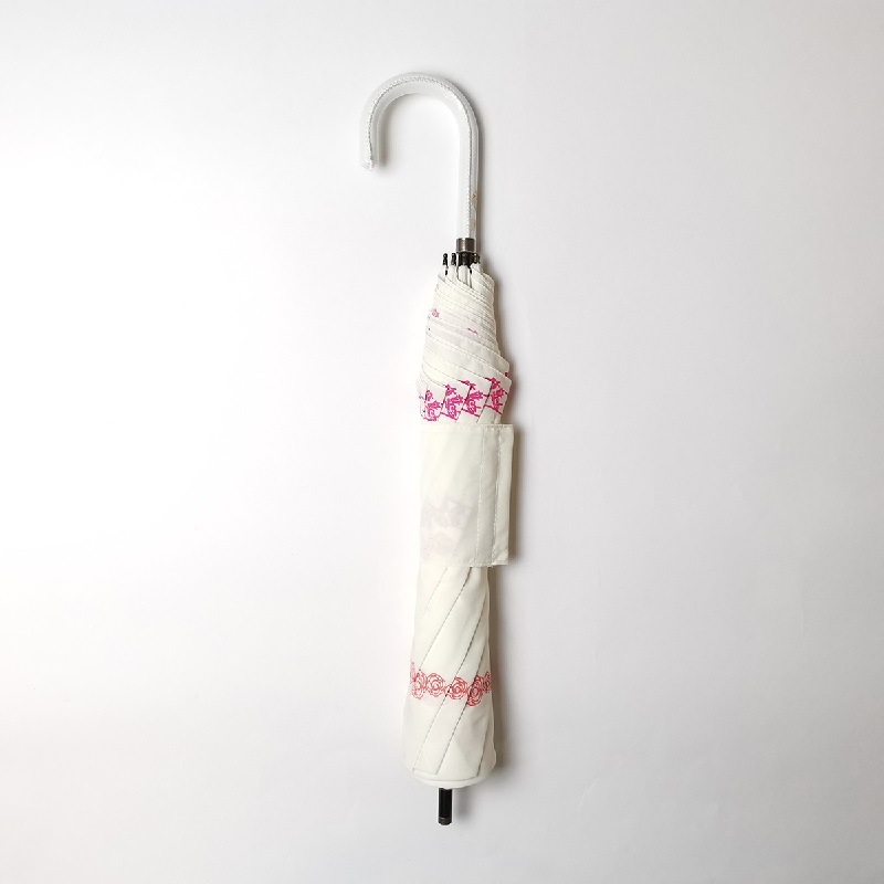 ショートワイド傘　　ゴールドフラワーボーダー　雨晴兼用傘