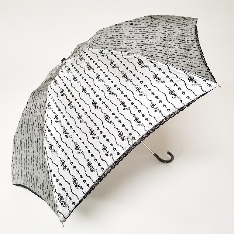 サテンジュエリープリント　雨晴兼用折りたたみ傘