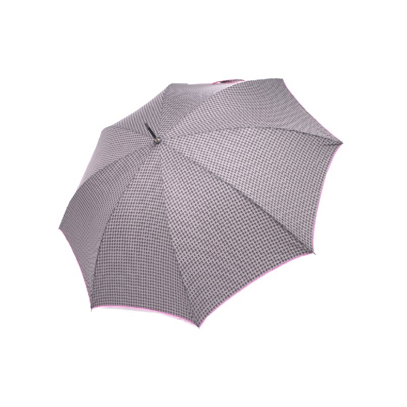 新品タグ付き【晴雨兼用 長傘】綿100％ 千鳥柄 〇型持ち手 木製