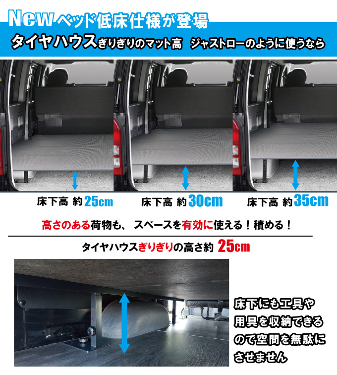 ハイエースベッドキット ロータイプ 200系 標準DX3/6人用 レザータイプ