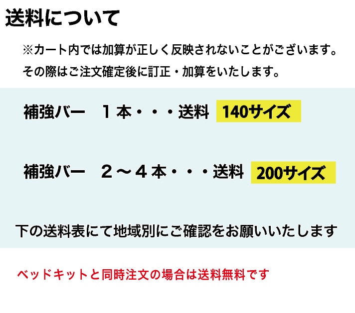ハイエース200/NV350 ベッドキット専用 補強バー 1本単位 |ベッド