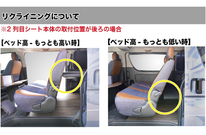 フルリクライニング対応】【スライドレール対応】ハイエース ベッド