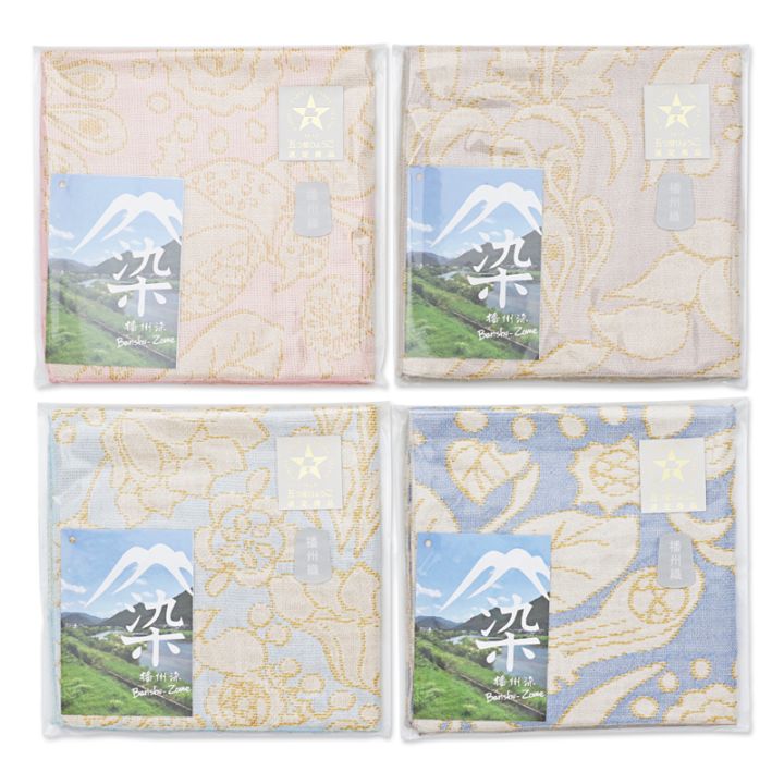 播州織オリジナルガーゼ　花鳥柄ハンカチ