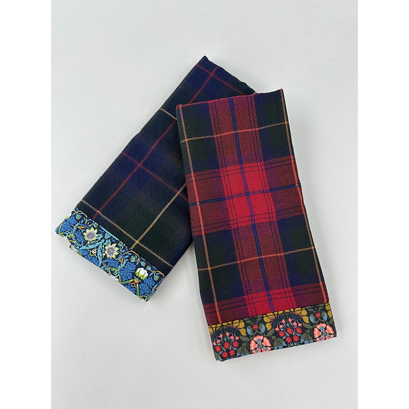 播州織トリプルガーゼ　ハンドタオルリバティプリント付2枚セット