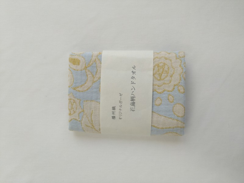 播州織オリジナルガーゼ　花鳥柄ハンドタオル