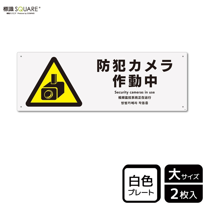 標識SQUARE 「防犯カメラ作動中」 CTK2077 【プラスチックプレート