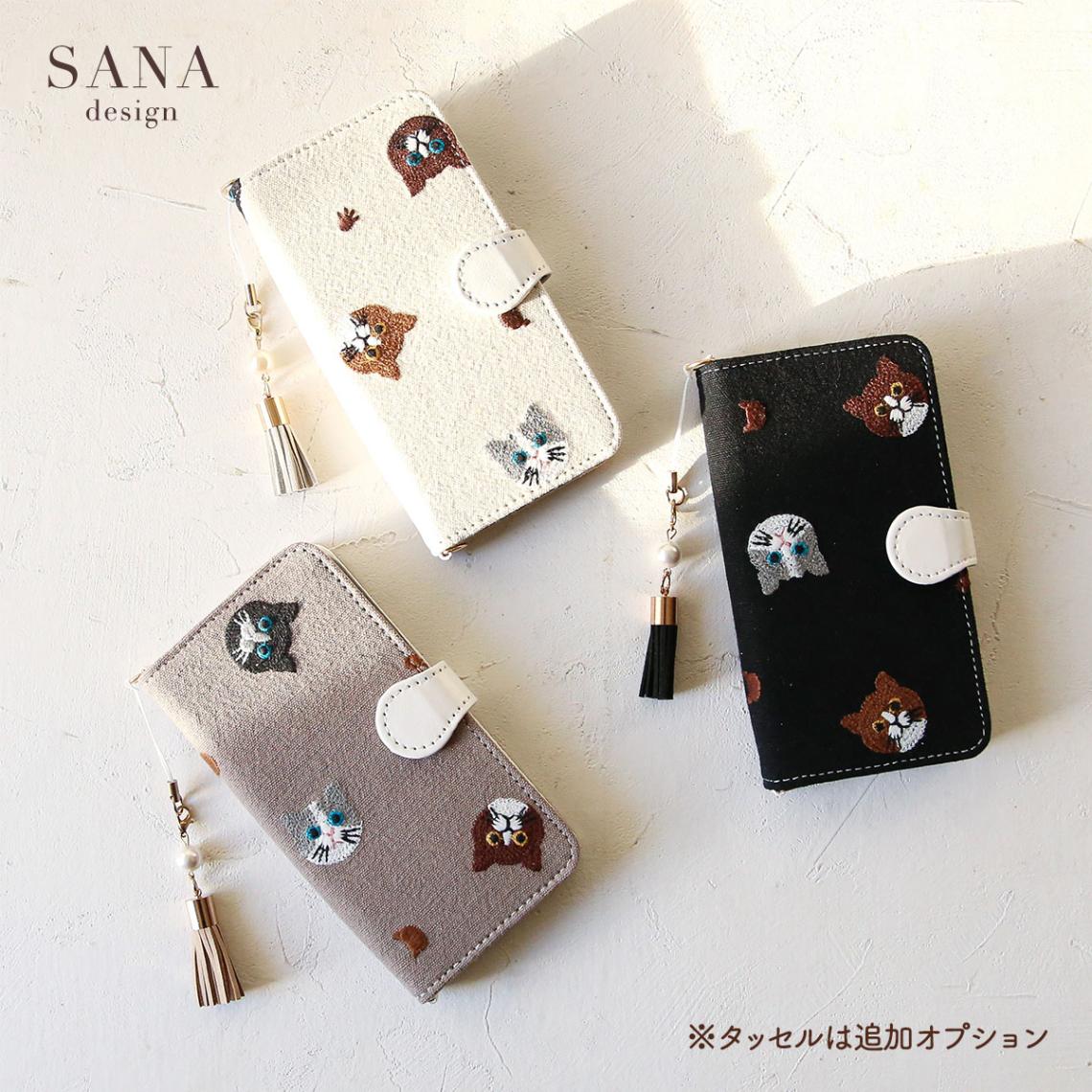 sp005 ほぼ新品未使用 箱 ケースあり マウスソール無し (1週間使用） 布地 刺繍 猫 」らくらくスマホ かんたんスマホスマホケース 手帳型