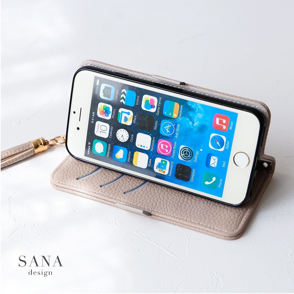 エンボス 型押し イニシャル 」iPhoneケース 手帳型iPhone 17
