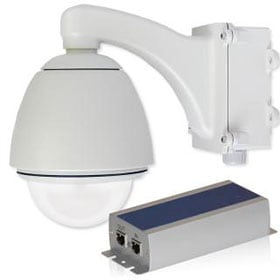 ネクステージ 屋外用 PoE分岐機能付ドームハウジング (電源BOX付) E120D-POE