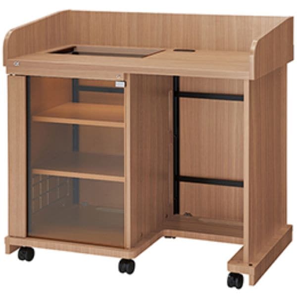 オーエス OS AVキャビネット レクチャー卓 (開口 足入れタイプ/ガラス扉) CLA-16UM2-G06FK (ウッド) 