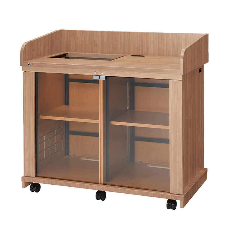 オーエス OS AVキャビネット レクチャー卓 (開口タイプ/ガラス扉) CLA-32UM2-G06NK (ウッド) 