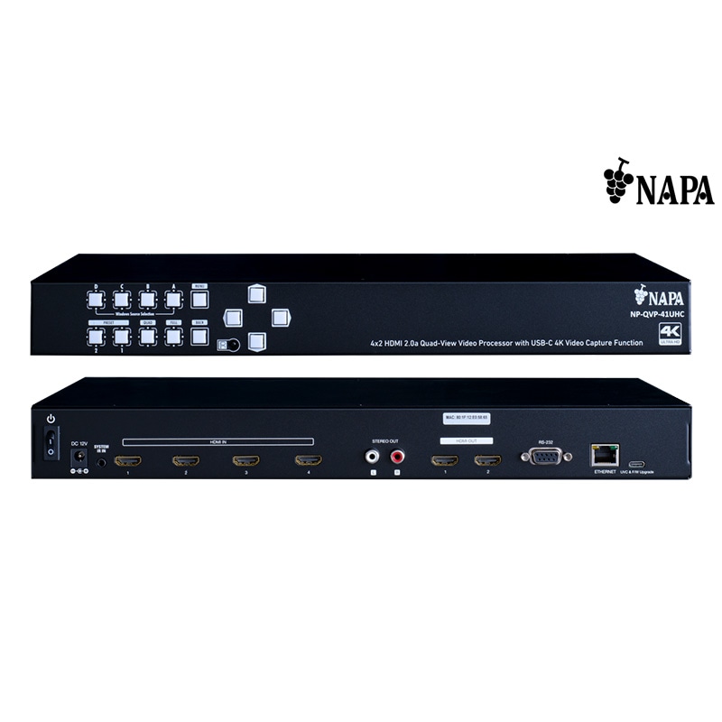 AI 4K@60対応 HDMI画面合成プロセッサー AI-NP-QVP-41UHC 