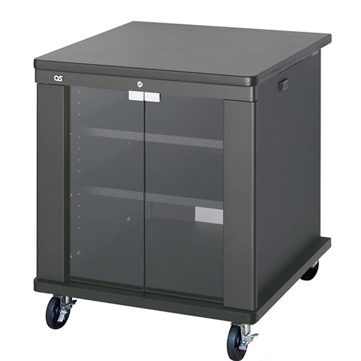 オーエス OS AVキャビネット (シリンダーキー / ガラス扉) CS-700K1-G10 (ブラック) 