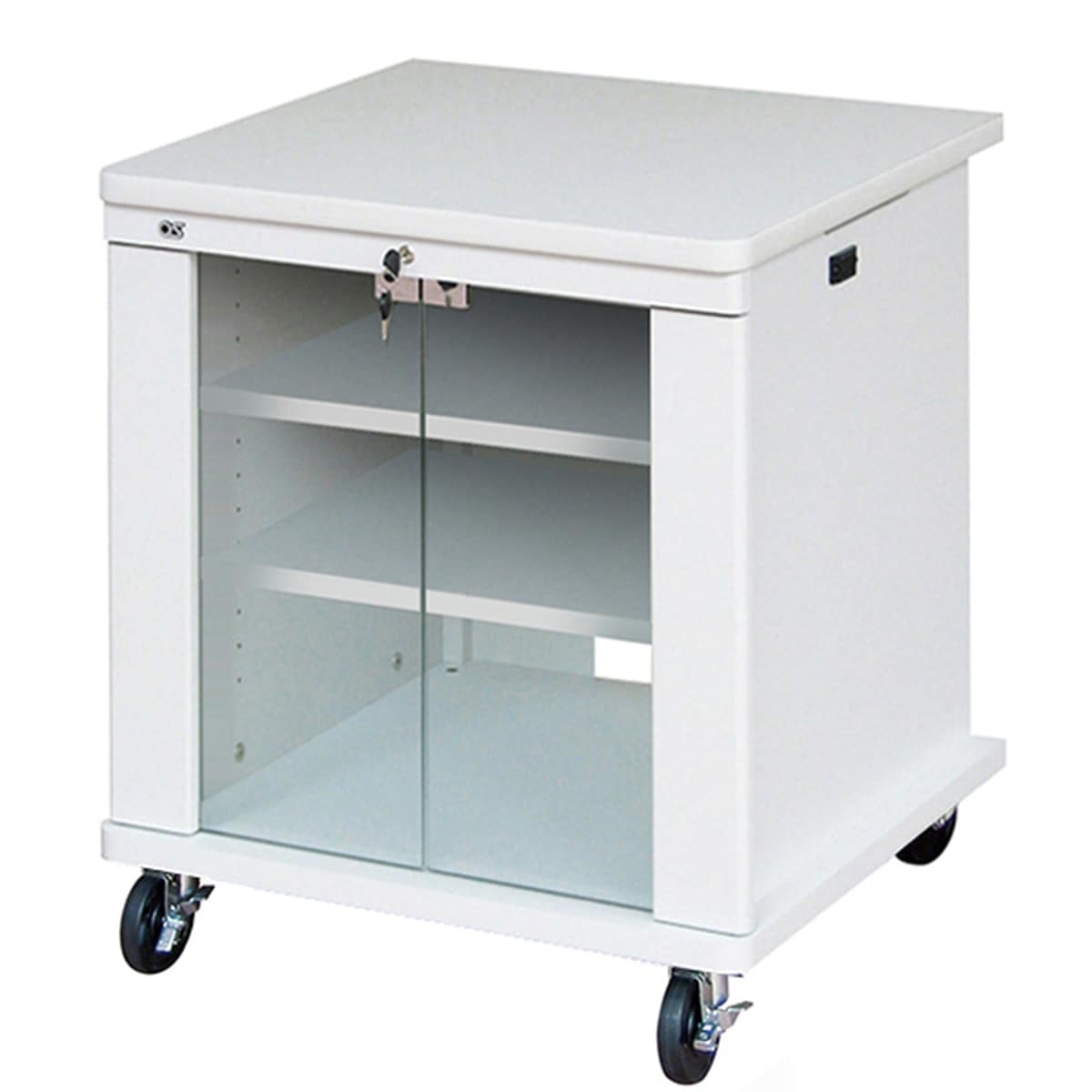 オーエス OS AVキャビネット (シリンダーキー / ガラス扉) CS-700W1-G10 (ホワイト)