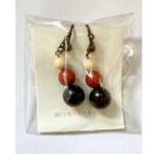 木製イヤリング【ピンクアイボリーＣ】