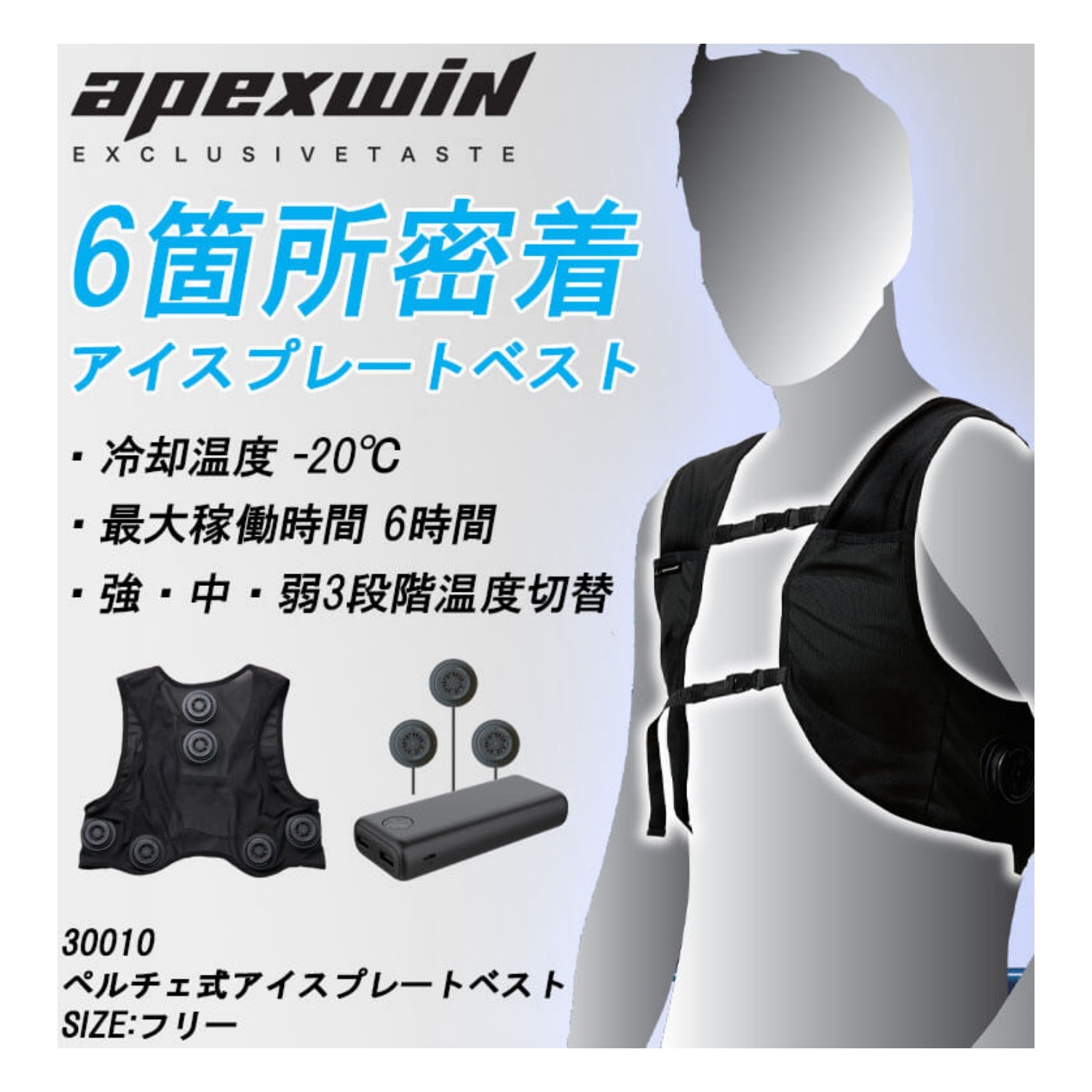 30010 ペルチェ式アイスプレートベスト | 水冷服・ペルチェ | アイビー