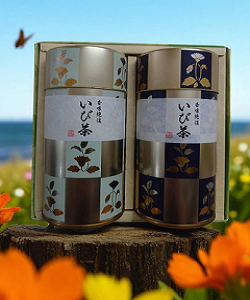 特上ギフト上級深蒸し煎茶<br>（格子柄印刷缶）160g×2本