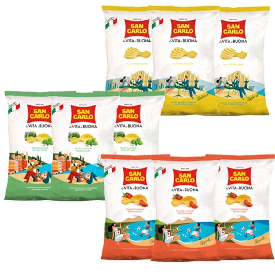 ポテチページ　3セットをまとめて イタリアのお土産】サンカルロポテトチップス 定番3種セット