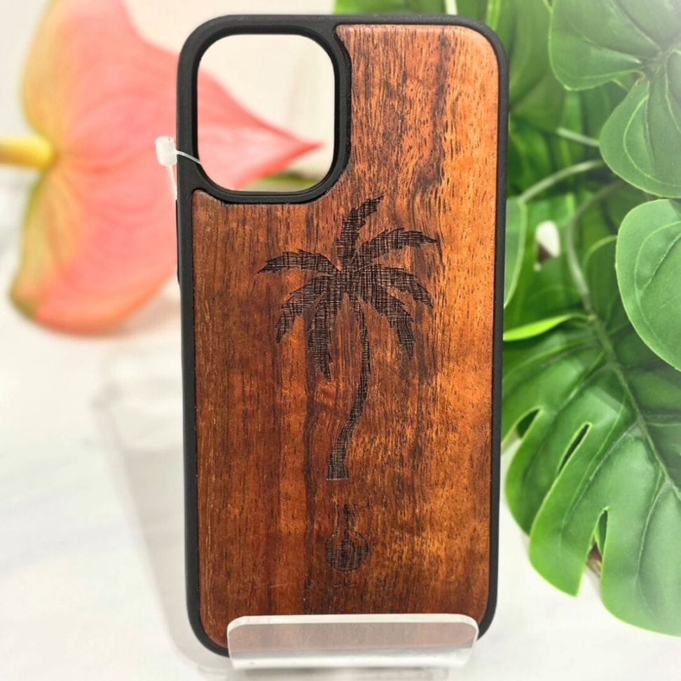 ハワイ】Ukulele Lab製 iPhone 12 miniケース (柄：Palm) | ハワイのお