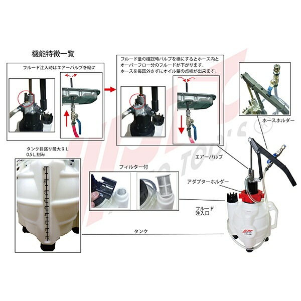 JTCオートツールズ:ATF オイル注入器 輸入車用17PCSセット