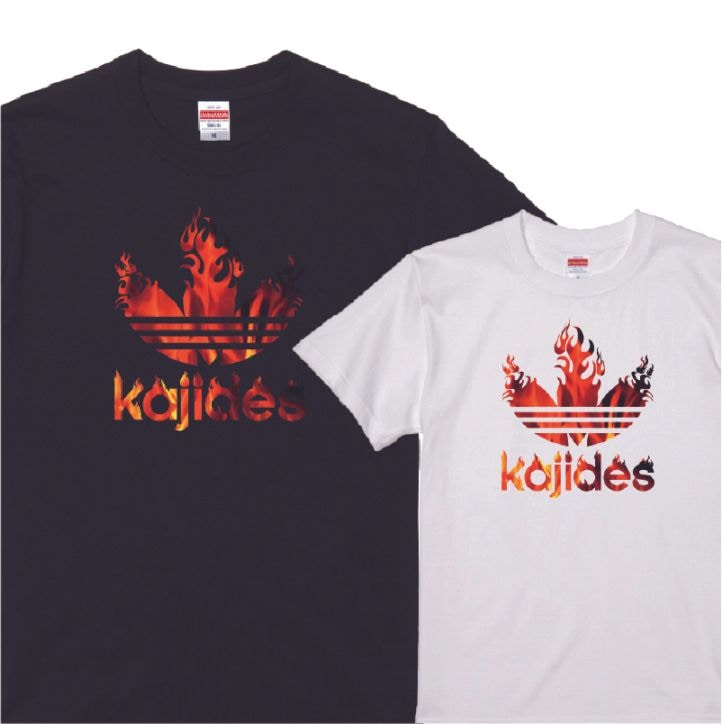 【おもしろｔシャツ】KAJIDES（火事デス）ファイヤー柄ロゴＴシャツ【カジデス　パロディＴシャツ　男女兼用　おみやげ　プレゼント】