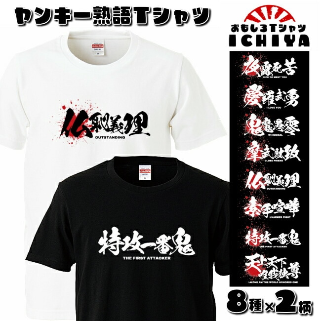 おもしろtシャツ ヤンキー熟語Ｔシャツ 大人用と子供用有り 男女兼用 ロゴ８種類×2パターン  メンズ レディース ユニセックス 半袖　ギフト　記念日　誕生日　無料ラッピング