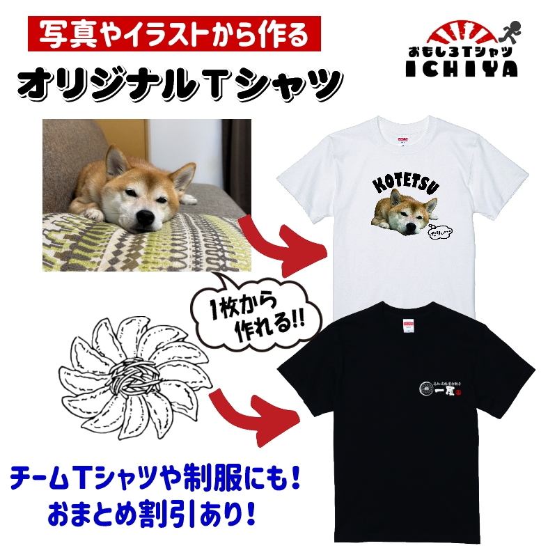 オリジナルtシャツ 写真やイラストを取り込み可能。1枚から作成可。記念日プレゼント~制服、チームTシャツにぜひ!綿Tシャツ、ドライTシャツ速乾 tシャツ