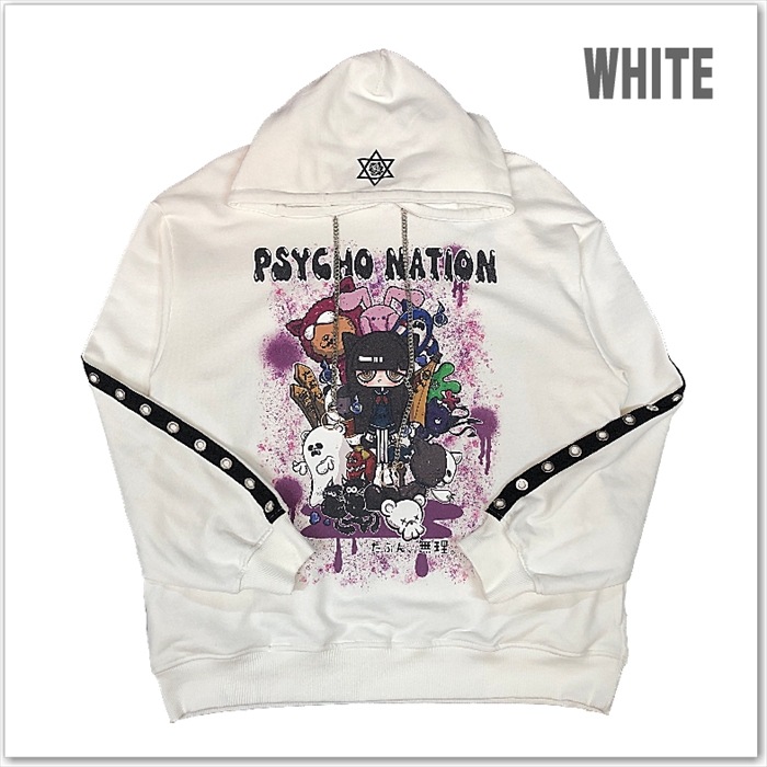 たぶん、無理 × PSYCHO NATION 全員集合 パーカー 病み系 コラボ プリント サイコネーション  716800   メンズ レディース ユニセックス 