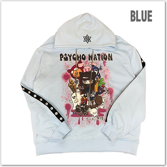 たぶん、無理 × PSYCHO NATION 全員集合 パーカー 病み系 コラボ プリント サイコネーション  716800   メンズ レディース ユニセックス 