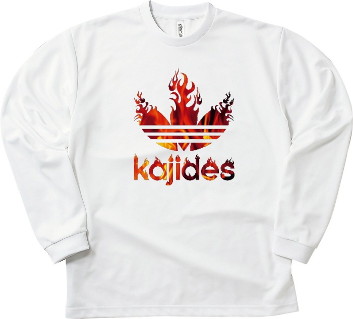 【おもしろｔシャツ ロンＴ】KAJIDES（火事です）吸水速乾ドライ長袖Ｔシャツ【カジデス　パロディＴシャツ　S M L LL 】