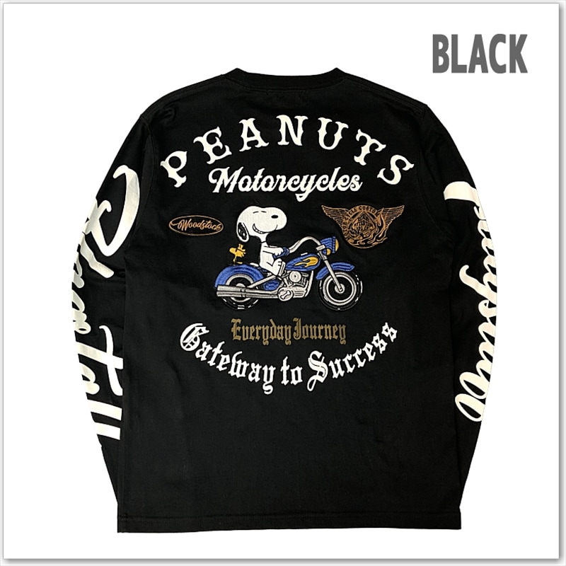 SNOOPY × Flagstaff PEANUTS MOTORCYCLE ロンTEE 461011 刺繍 スヌーピー フラッグスタッフ ウッドストック 長袖 メンズ レディース