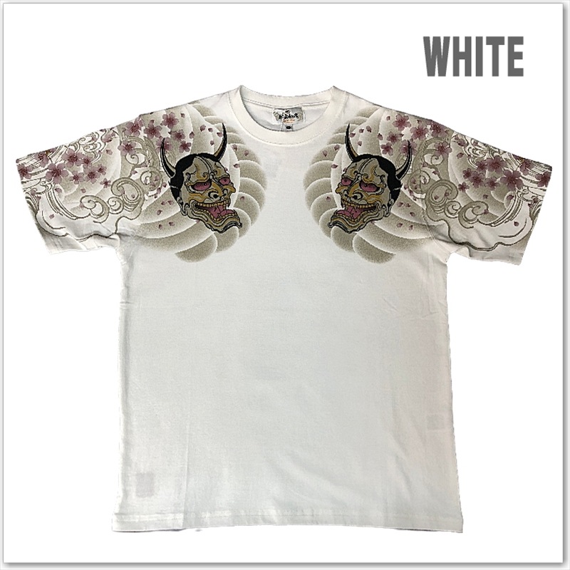 絡繰魂 般若 刺青 半袖 Tシャツ 262040 和柄  プリント 桜 メンズ レディース ユニセックス 