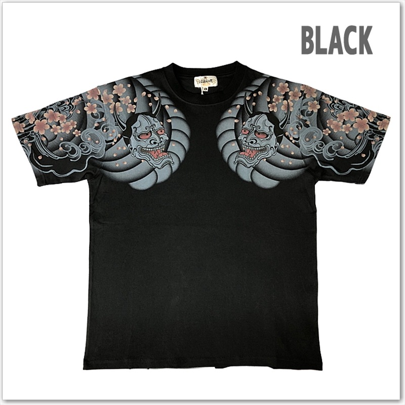 絡繰魂 般若 刺青 半袖 Tシャツ 262040 和柄  プリント 桜 メンズ レディース ユニセックス 