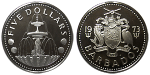 バルバトス 10ドル 1973年 銀貨 da2307 バルバトス 10ドル 1973年 銀貨 da2307