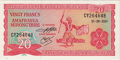 ブルンジ 20フラン札 2001 UNC | 世界の紙幣,A ～ F | i-Coins Next