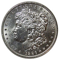 モルガンダラー銀貨　1886年　アメリカ銀貨 アメリカ 1886年 1ドル銀貨 モルガンダラー NGC MS66 - セキグチ