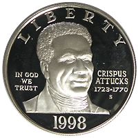 アメリカ　1オンス　1ドル銀貨　1998年 アメリカ クリスパス・アタックス 1ドル銀貨 1998-S Proof ケース付