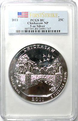 アメリカ 10)チカソー 2011 25セント銀貨(5オンス） BU | アメリカの
