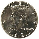 アメリカ ケネディ50セント 1997 UNC | アメリカの貨幣,50セント貨